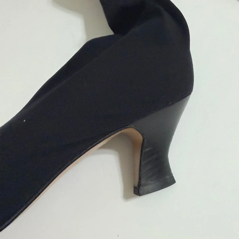 Anne‎ Klein Couture Vintage Black Lycra Thigh High Stocking Sock Boots Sz 8.5M